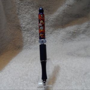 navy beaded ballpoint ink pen w/ Disney friends